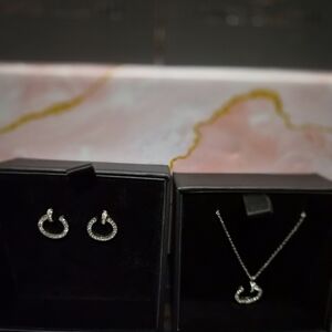 Vince Camuto Silver Earrings and Necklace Set